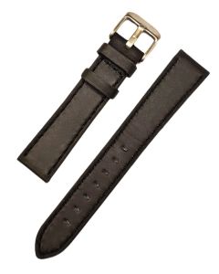 18mm Black Plain Stitched Heavy Padded Leather Watch Band