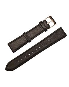 18mm Black Flat Scratched Style Stitched Leather Watch Band