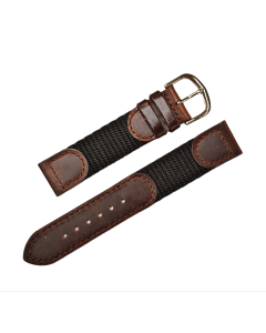 18mm Brown and Black Nylon and Leather Watch Band
