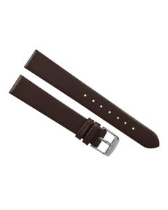 18mm Dark Brown Plain Padded Style Leather Watch Band 