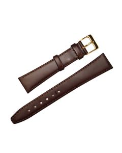 18mm Brown Flat Plain Stitched Leather Watch Band