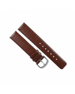 18mm Brown Flat Lizard Print Leather Watch Band