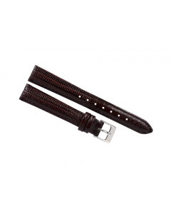18mm Brown Croco Grain Stitched Leather Watch band