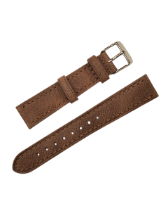 18mm Acid Wash Brown Scratched Style Stitched Leather Watch Strap