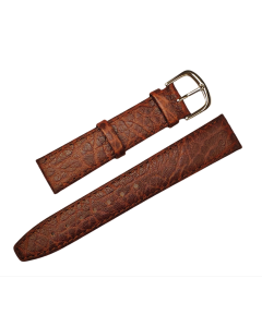 18mm Brown Scratched Pattern Stitched Leather Watch Band