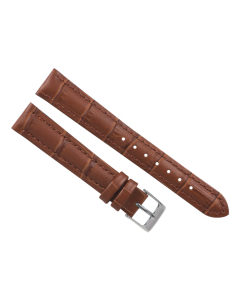 18mm Chocolate Brown Croco Grain Stitched Leather Watch Band
