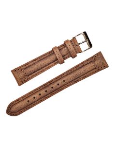 18mm Brown Raised velvet Style Stitched Leather Watch Bands