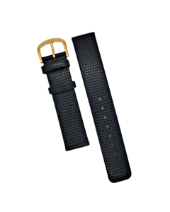 18mm Black Flat Lizard Print Leather Watch Band