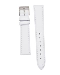 18mm White Plain Stitched Style Leather Watch Band