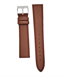 18mm Medium Brown Plain Stitched Style Leather Watch Band