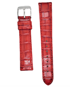 18mm Red Glossy Stitched Animal Print Leather Watch Band