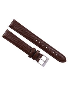 18mm Dark Brown Lizard Print Padded Stitched Leather Watch Band