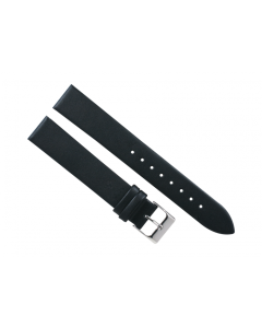 18mm Black Extra Long Plain Smooth Leather Watch Band