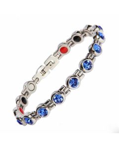 Round Blue Stoned Stainless Steel Bracelet