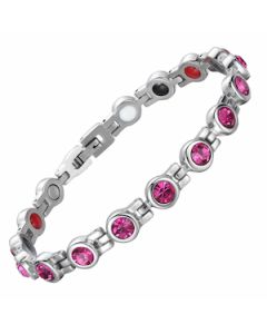 Round Pink Stoned Stainless Steel Bracelet