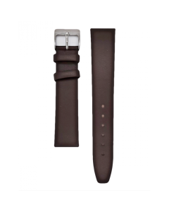 19mm Long Brown Plain Smooth Leather Watch Band