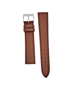 19mm Light Brown Plain Stitched Style Leather Watch Band