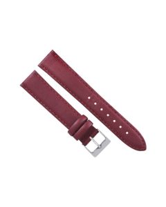19mm Burgundy Plain Stitched Style Leather Watch Band