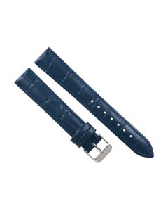 19mm Navy Blue Padded Crocodile Stitched Leather Watch Band