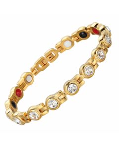 White Stoned Yellow Plated Stainless Steel Bracelet