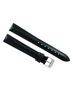 20mm Black Long Heavy Padded Scratched Stitched Leather Watch Band