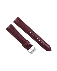 20mm Long Burgundy Padded Stitched Crocodile Print Leather Watch Bands