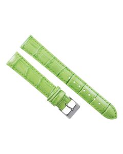 20mm Long Light Green Padded Crocodile Stitched Leather Watch Band