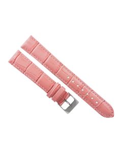 20mm Long Pink Padded Crocodile Stitched Leather Watch Band