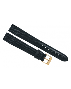 20mm Black Padded Crocodile Print Leather Watch Band