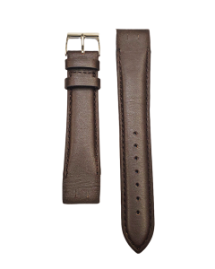 20mm Brown Plain Leather Watch Band With Adhesive End