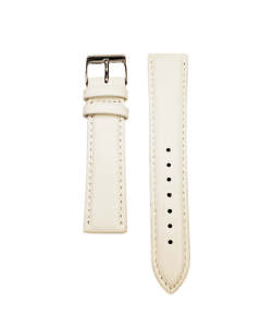 20mm White Plain Style Padded Leather Watch Strap
