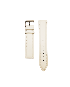 20mm White Plain Style Padded Leather Watch Strap