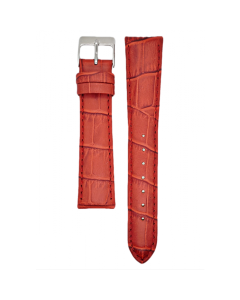 20mm Red Padded Stitched Crocodile Print Leather Watch Band