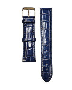 20mm Navy Blue Glossy Stitched Animal Print Leather Watch Band