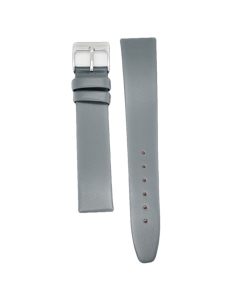 20mm Grey Plain Smooth Leather Watch Band
