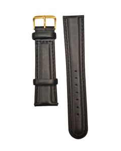 20mm Black Matte Padded Stitched Leather Watch Band