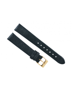 20mm Black Flat Genuine Lizard Leather Watch Band