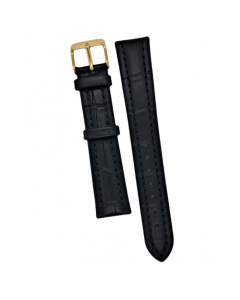 20mm Black Padded Stitched Crocodile Print Leather Watch Band