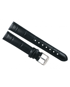 20mm Black Stitched Crocodile Print Leather Watch Band