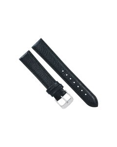 20mm Black Heavy Padded Scratched Stitched Leather Watch Band