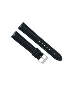 20mm Black Thick Padded Scratched Style Leather Watch Band
