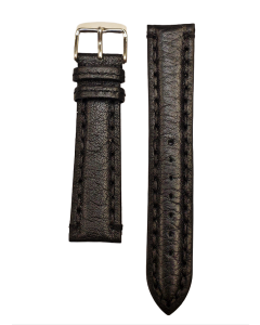 20mm Black Padded Wide Stitched Leather Watch Band
