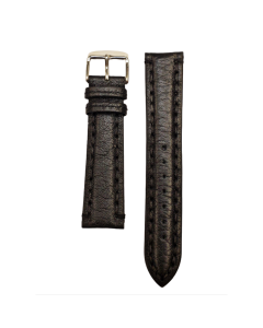 20mm Black Padded Wide Stitched Leather Watch Band