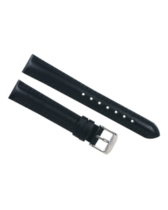20mm Black Smooth Heavy Padded Row Stitched Leather Watch Band