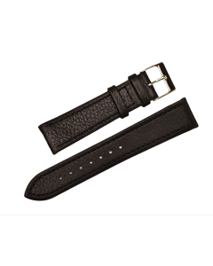 20mm Black Flat Scratched Pattern Stitched Leather Watch Band