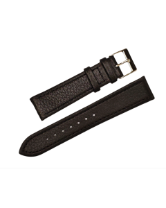 20mm Black Flat Scratched Pattern Stitched Leather Watch Band