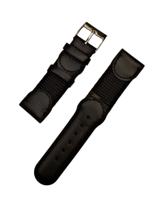 20mm Black Nylon Leather Watch Band