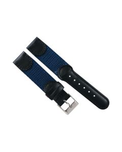 20mm Black and Navy Nylon Leather Watch Band