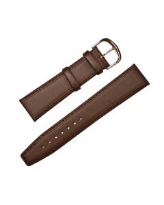 20mm Brown Plain Flat Stitched Style Leather Watch Band