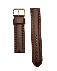 20mm Brown Plain Padded Stitched Leather Watch Band